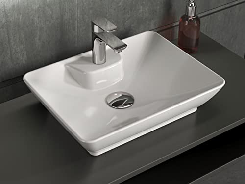 Aqua Bagno | Waschbecken, Design Aufsatzwaschbecken, Waschtisch, aus Keramik, Handwaschbecken | 52x40cm | Weiß