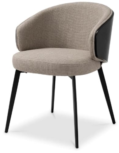 Casa Padrino Luxus Esszimmer Stuhl Grau/Schwarz 57 x 62 x H. 77 cm - Küchenstuhl mit Armlehnen - Esszimmer Möbel - Luxus Möbel - Luxus Qualität