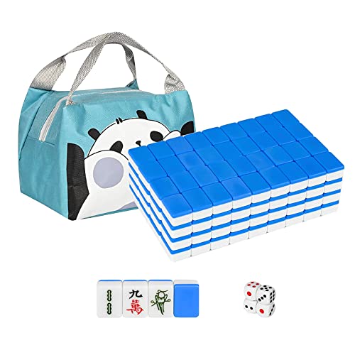 ppARK Mahjong Chinesisches Mahjong, tragbares Mini-Mahjong-Set, chinesisches Mahjong-Spielset, 144 Spielsteine ​​mit tragbarer Handtasche für Reisen, Familie, Freizeit, Unterhaltung Mahjong Spiel