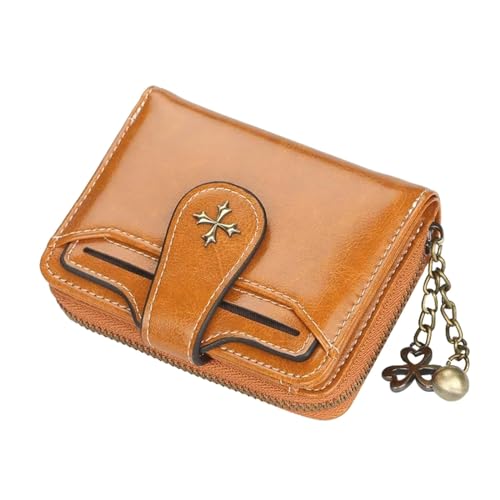 LMLXYZ Portemonnaie Frauen Brieftaschen Mode Kurzpu Leather Kartenhalterin Weibliche Reißverschlusstasche-Braun