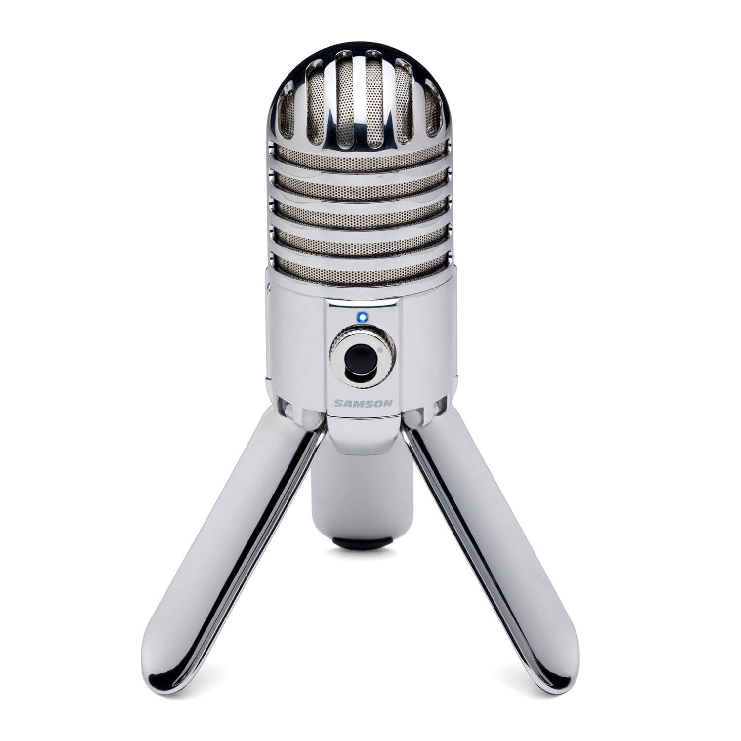 Samson Meteor Mic - Portable USB Studio Quality Condenser Microphone - High Performance, General Purpose/Podcast/Gaming/Music Recording Microphone, 16-bit, 44.1/48kHz resolution, Silver Chrome