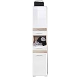 trendteam smart living - Hochschrank Schrank - Badezimmer - Set One - Aufbaumaß (BxHxT) 37 x 182 x 31 cm - Farbe Weiß mit Eiche San Remo Hell - 133610396