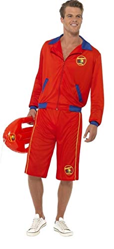 Fancy Me Herren Baywatch Leben Wächter Uniform TV David Hasselhoff Rettungsdienste Kostüm Kleid Outfit - Rot, Large