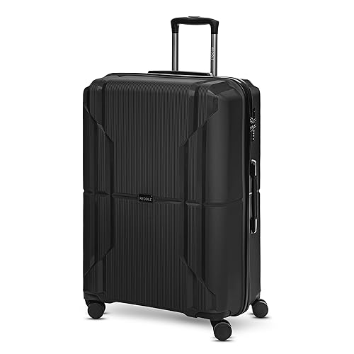REDOLZ Essentials 06 Hartschalen Koffer Damen/Herren – Leichter Trolley aus PP Material - mit 4 Doppelrollen & Zahlenschloss (Black, Koffer L (75 cm))
