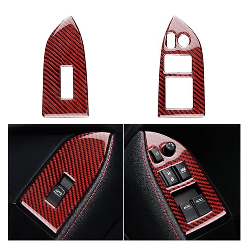 JJGYFSDA Aufkleber aus echter weicher Kohlefaser, kompatibel mit Subaru BRZ, Toyota GT86 2012–2020, Innenverkleidung, Autofenster-Schalterknopf-Rahmenabdeckung (Color : RHD Black with Red A)