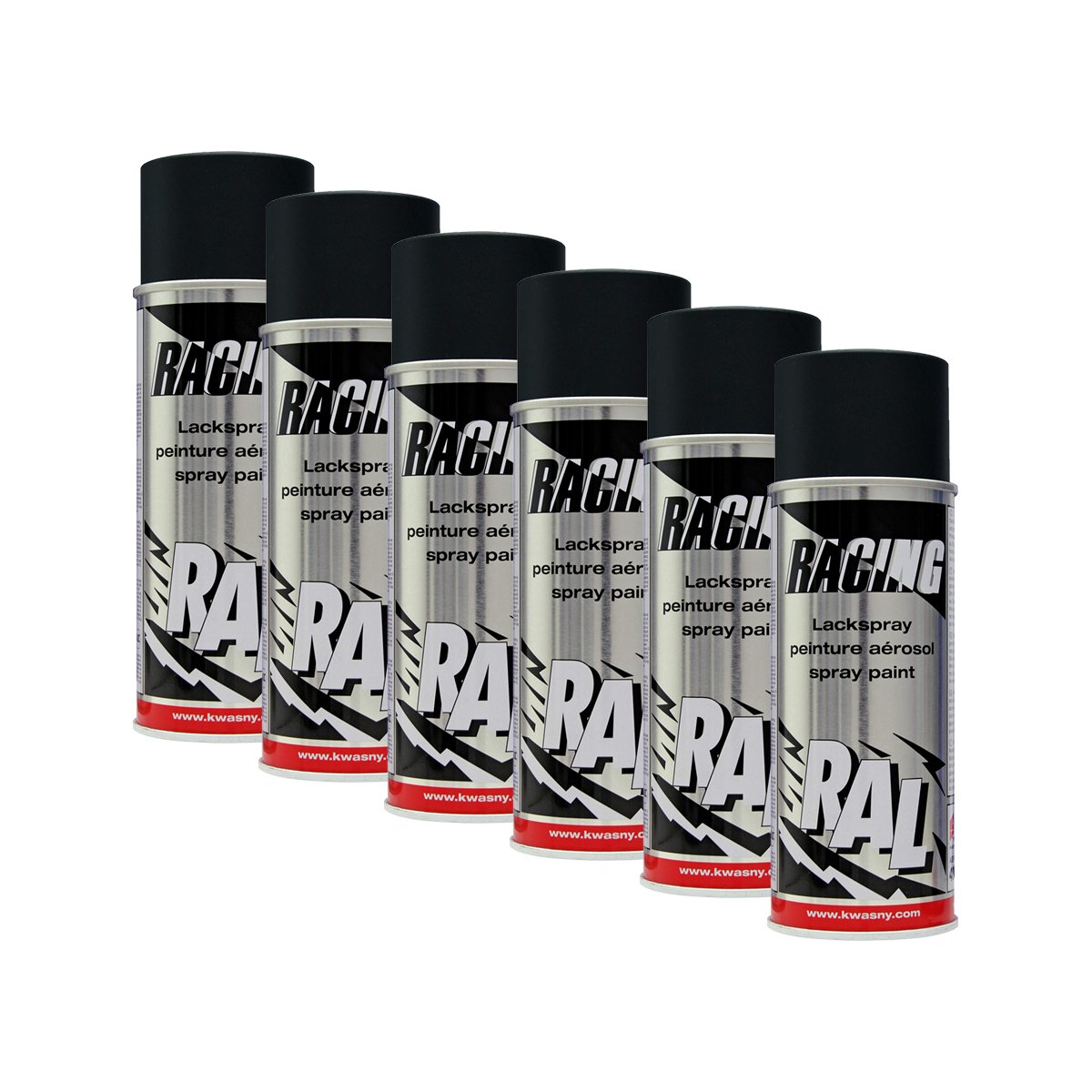 KWASNY Ral 9005 Tiefschwarz Matt Lackspray 400Ml Spraydose Autolack Auto Sprühlack 6X