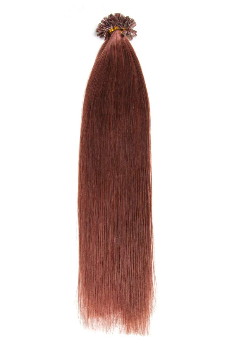 Kastanie Bonding Extensions aus 100% Remy Echthaar - 150x 1g 60cm Glatte Strähnen - Lange Haare mit Keratin Bondings U-Tip als Haarverlängerung und Haarverdichtung in der Farbe #33 Kastanie