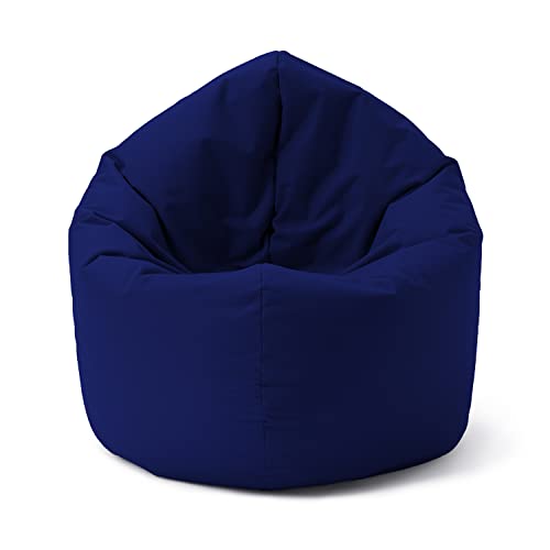 Lumaland Indoor/Outdoor-Sitzsack, Runder 2-in-1-Sitzsack für draußen und drinnen, 300l Füllung, 120 x 80 x 75 cm, wasserabweisend und robust, Funkelblau