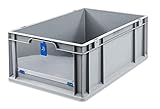 aidB Eurobox NextGen Insight Cover blau, 600x400x220 mm, Cover hoch, robuste Regalbox mit Entnahmeöffnung, stapelbare Kunststoffkiste, ideal für die Industrie, 1St