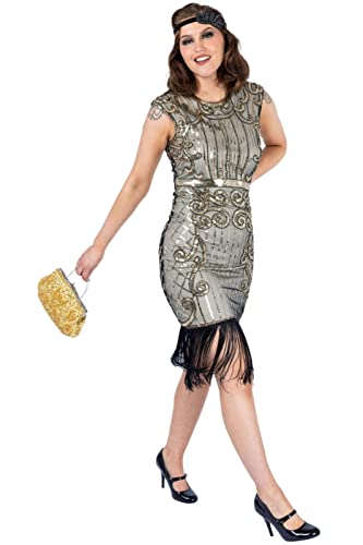 Ro Rox Josephine Vintage 1920er Jahre Great Gatsby Kleid - Champagner (2XL - 44)