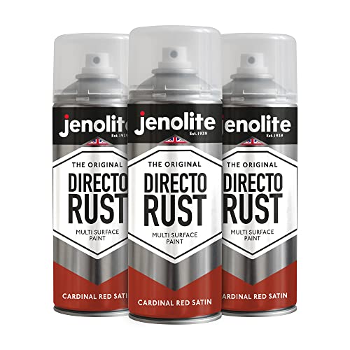 JENOLITE Directorust Satinfarbe | KARDINALSROT | Sprühfarbe für mehrere Oberflächen | Zur Verwendung auf Holz, Metall, Kunststoff, Keramik, Verrosteten Oberflächen | 3 x 400ml | RAL 3001