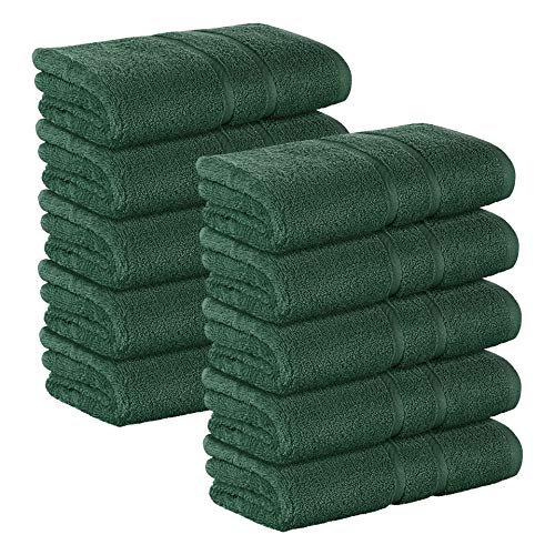 10 Stück Premium Frottee Handtücher 50x100 cm in dunkelgrün von StickandShine in 500g/m² aus 100% Baumwolle