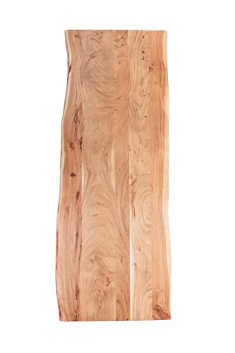 SAM Tischplatte 160x60 cm Curt, Holzplatte aus Akazienholz massiv + naturfarben + lackiert, Baumkanten-Platte für Heimwerker, geeignet für Arbeitsplatten, Tische & Fensterbretter