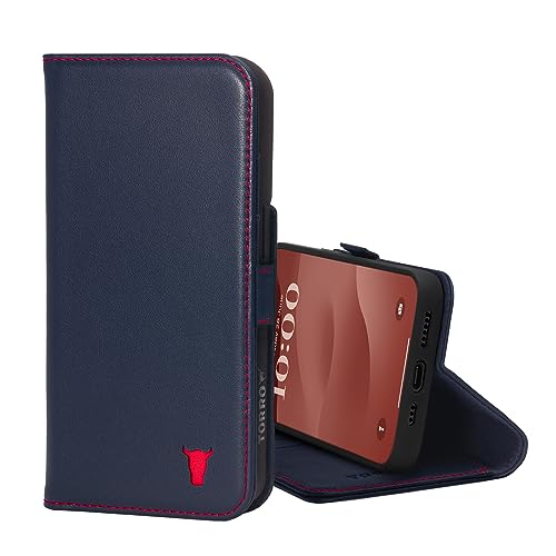 TORRO Hülle kompatibel mit iPhone 15 – Premium Lederhülle mit Standfunktion und Kartenfächern - Marineblau