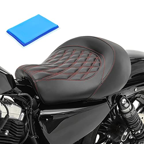 Gel Solo Sitz kompatibel für Harley Sportster 1200 Custom 10-20 schwarz/rot GR2G