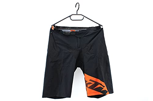 KTM Fahrradhose - Factory Enduro - Radlerhose, Kurze Hose, Shorts in Schwarz und Orange, seitliche Reißverschlusstasche, Schnallenverschluss, Größe S, M, Größe:M