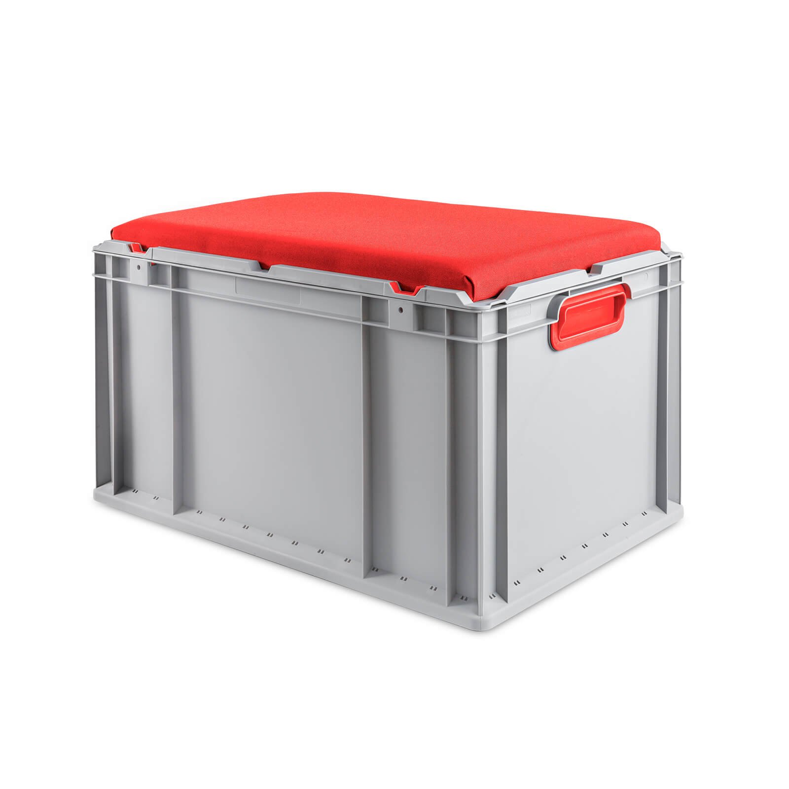 aidB Eurobox NextGen Seat Box, rot, (600x400x365 mm), Griffe geschlossen, Sitzbox mit Stauraum und abnehmbarem Kissen, 1St.