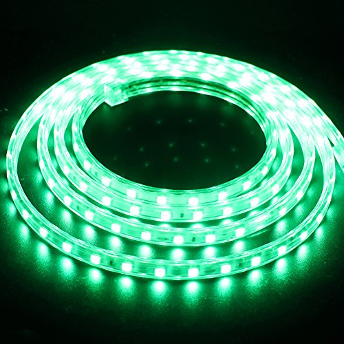 Xunata 8M Dimmbare LED Streifen Grün, 220V-240V 5050 SMD 60leds / m IP67 Wasserdicht,Kein Selbstklebender,Flexibles LED Lichtband für Küche Stairway Weihnachten Party Deko (Grün, 8m)