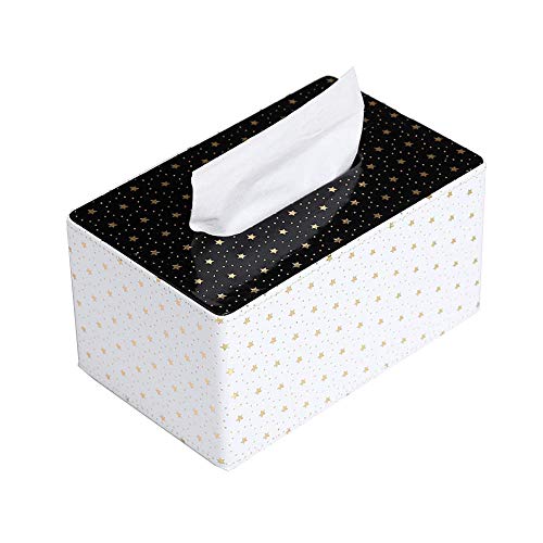 ZXGQF Tissue Box Pu Rechteckiger Papierhandtuchhalter Mit Kleinem Sternchenmuster Für Zuhause BüroAuto Dekoration Tissue Box Halter
