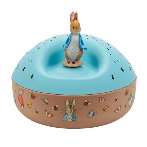 TROUSSELIER - Peter Rabbit© - Nachtlicht - ideales Geburtsgeschenk - Sternenprojektor mit Musik - Rotierende Figur - Batterien inklusive