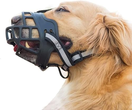 Maulkorb für Hunde, hohl und atmungsaktiv, Anti-Bell, verhindert versehentliche Einnahme, weich, verstellbar (XL)