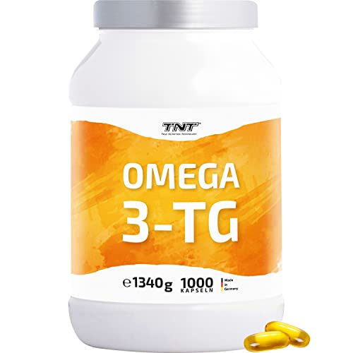 TNT Omega 3 Kapseln Hochdosiert • Fischöl mit EPA & DHA ohne Zusätze • Laborgeprüft (1000 Kapseln Plus)