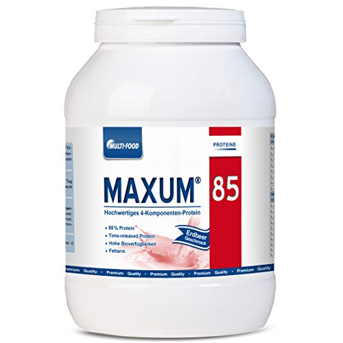 Maxum 85, Mehrkomponenten Protein 4K, Eiweiß Pulver Mix für Shakes (Erdbeere)