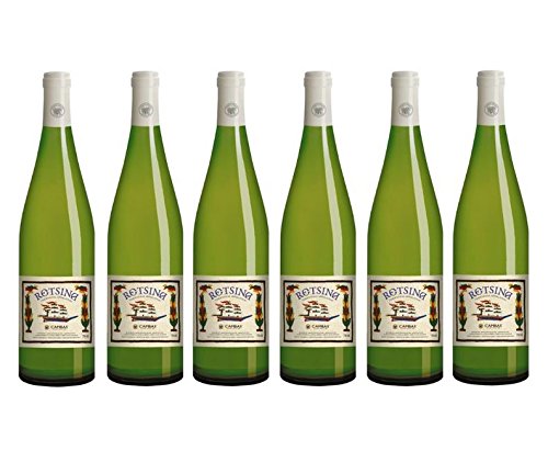 6x Cambas Retsina Weiß trocken je 750ml 11,5% geharzter Weißwein weißer Wein Griechenland + 2x Probier Sachet Olivenöl aus Kreta a 10 ml