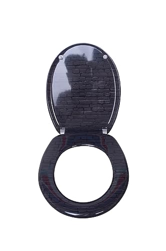 VEREG Duroplast WC-Sitz Dark Stone mit Absenkautomatik für geräuschloses Schließen, ovale Form, angenehmer Sitzkomfort, max. belastbar bis 150 kg