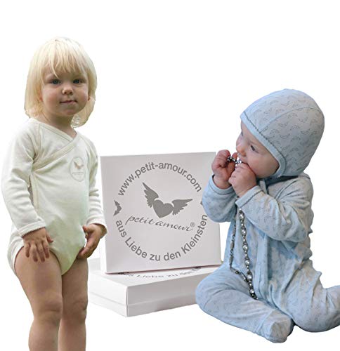 Petit Amour Geschenke Set 3 Teilig, Baby Erstlingsset Mütze, Schlafstrampler & Body aus BIO Baumwolle/Bambus (Farbe: mint Gr. 42)