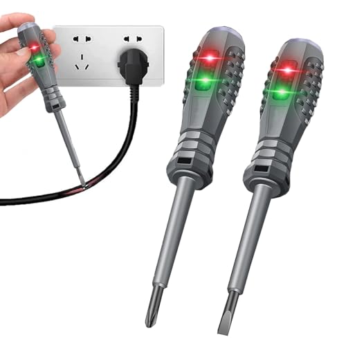 2PCS Dual-Licht-Farblichtmess-Elektrostift, Induktions-Elektrostift-Schraubendreher, Schaltkreisdetektor-Elektrotesterstift