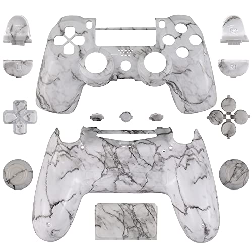 WPS Hydro Dipped Controller Case Collection Full Housing Shell + Full Buttons for PS4 Playstation Slim Pro (JDM-040) Controller (Camouflage Marmor)