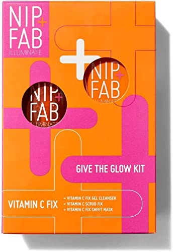 Nip+Fab Vit C 3-teiliges Starter-Set | Enthält Vit C Fix Cleansing Fix, Scrub, Sheet Mask | Gesichtshautpeeling, aufhellend, feuchtigkeitsspendend, straffend, Vitamin C für Hautpflege | vegan & tierversuchsfrei