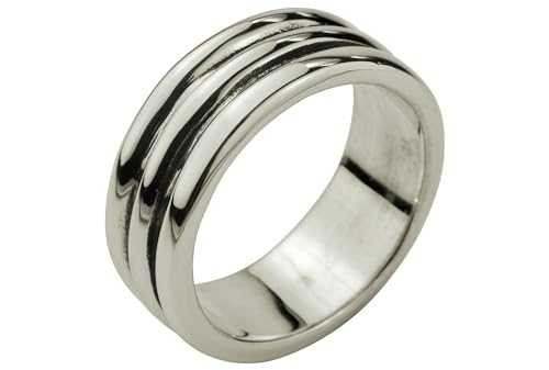 SILBERMOOS Herren Ring in Streifen-Optik massiv geschwärzt 925 Sterling Silber modern cool, Größe:62 (19.7)
