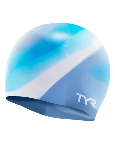 TYR Multi Color Silicone Adult Fit Swim Cap, Purple/Multi