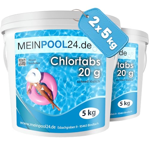 10 kg (2 x 5 kg) MEINPOOL24.DE CHLORTABS CHLOR TABS 20 g CHLORTABLETTEN SCHNELLLÖSLICH POOLCHEMIE