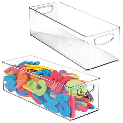 mDesign 2er-Set Spielzeugaufbewahrung – große Aufbewahrungsbox aus stabilem Kunststoff – Box mit Griffen für Bastel- und Spielsachen im Kinderzimmer – durchsichtig