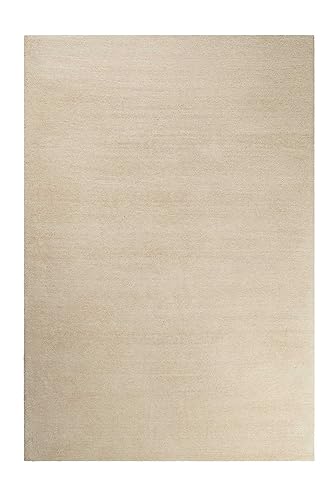 wecon home Kuschelig weicher Esprit Hochflor Teppich, bestens geeignet fürs Wohnzimmer, Schlafzimmer und Kinderzimmer LOFT(70 x 140 cm, beige Sand)