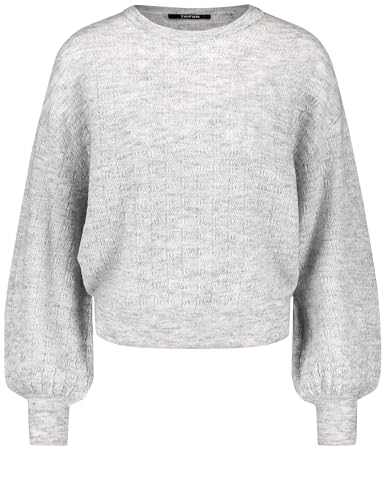 Taifun Damen Pullover mit Ballonärmeln Ballonärmel, Strickbündchen, Langarm, überschnittene Schultern Melange Silver Shine Melange 36