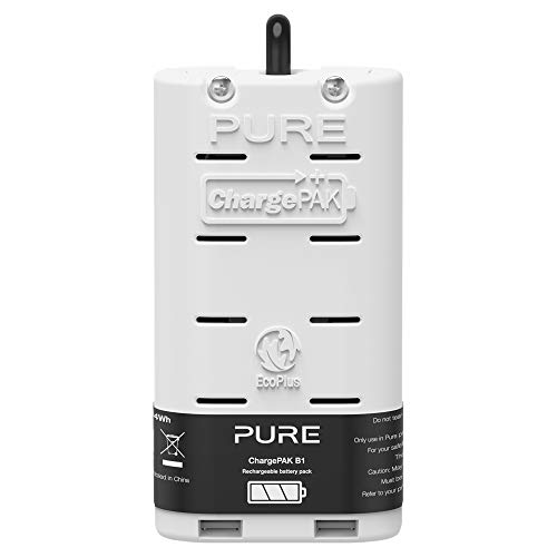 Pure ChargePAK B1 Akkusystem (Wiederaufladbarer Akku, 20 Stunden Wiedergabe, Lithium-Ionen-Batterie, 4200 mAh, für Pure One Mini Serie und Evoke D1/D2/H2/H3 Digitalradio), Weiß