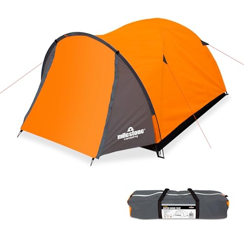 Milestone Camping 2 Person Tent Camping 18859 2 Mann Super Dome Zelt ~ Orange, Grau, 110 x W150 x D240 + 50cm