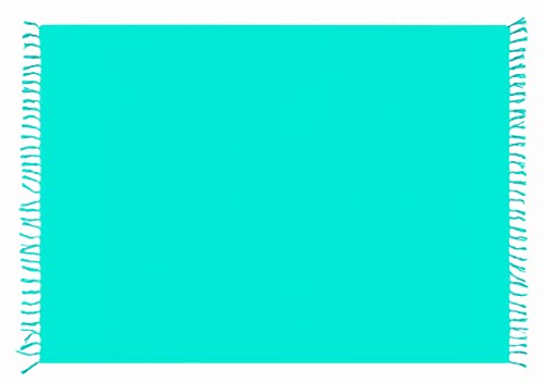 Pareo Sarong Tuch Damen Herren - Wickelrock Strand - Strandtuch blickdicht als Wickeltuch oder Handtuchkleid und Wickelkleid Unisex Frauen und Männer - mit Schnalle einfarbig Petrol Türkis Grün