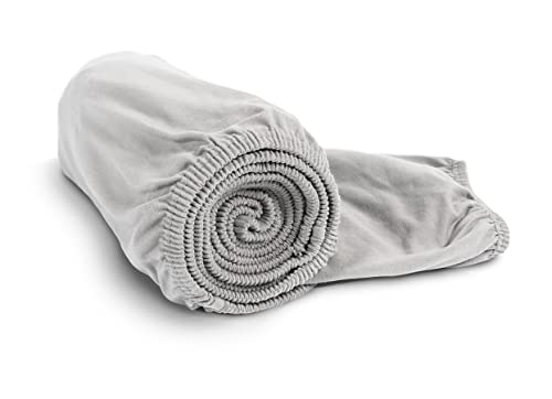 bett1 | BODYGUARD® Jersey-Spannbettlaken. Sorgt mit seinem angenehmen Hautgefühl und optimalen Sitz auf der Matratze für sanften Schlafkomfort. (70x140 cm; Silber)