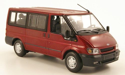 Ford Transit Bus Tourneo, met.-dkl.-rot, 2000, Modellauto, Fertigmodell, Minichamps 1:43