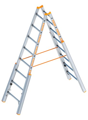 Layher Treppenstehleiter 8 Sprossen / 240 cm Länge Stehleiter Leiter 1061 Treppenleiter Bauleiter verstellbar