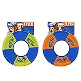 Nerf Dog (2er Pack ultraplush trackshot und Werfen Tug Ring Hundespielzeug, orange/blau & grün/blau, Medium