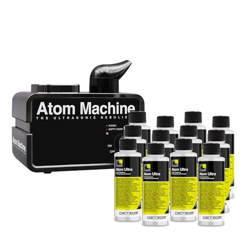 ERRECOM Kit zur Reinigung von Räumen, Räumen und Anlagen A/C Autos: 1 Atom Machine, Ultraschall-Zerstäuber und 12 Flaschen Atom Ultra Zitronen-Reinigungsflüssigkeit 120 ml