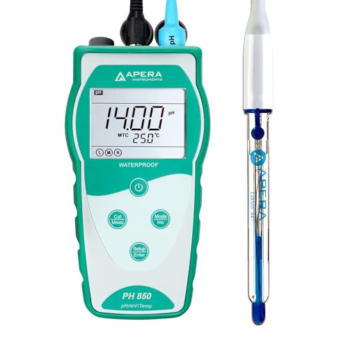 Apera Instruments PH850-SB Tragbares pH-Messgerät zur Messung starker basischer/alkalischer Lösungen (pH-Messbereich: 0 bis 14,00)