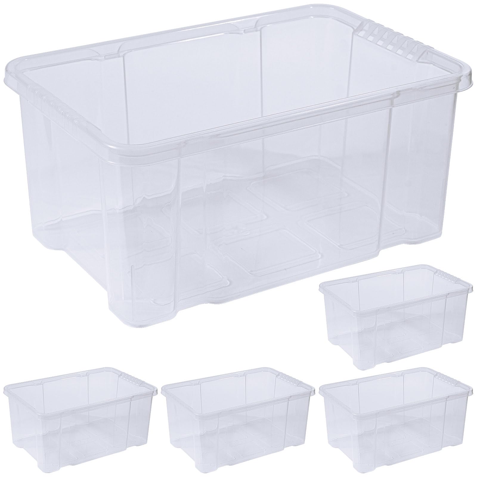 ARTECSIS 5 Aufbewahrungsboxen aus Plastik S, 5L - 30x19x14 cm, OHNE Deckel, Eurobox, stapelbar, Drehstapelbox