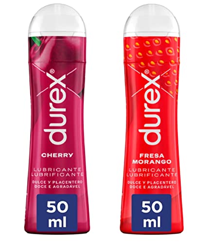 Durex Play Sexuelles Gleitmittel Cherry Geschmack Kirsche + Durex Play Gleitmittel Geschmack Erdbeere - 2x 50 ml